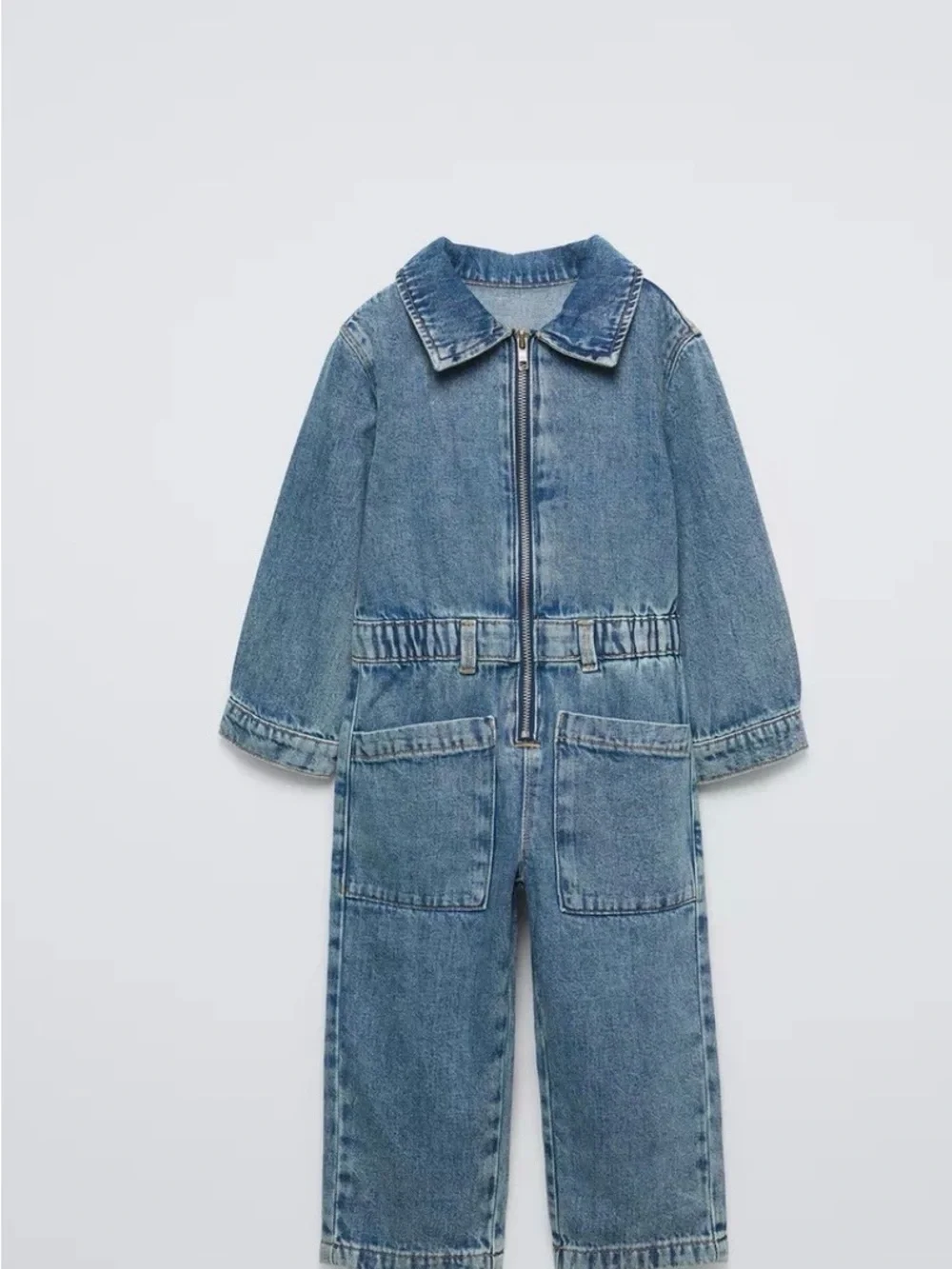 Children's Denim Zip Jumpsuit - Light Blue